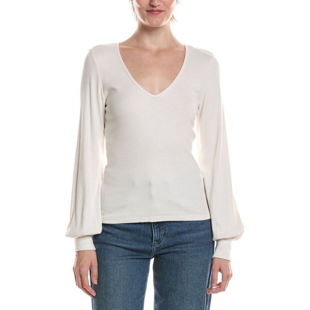 Michael Stars Womens Olivia Balloon Sleeve Top, White